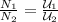  \frac{N_1}{N_2}= \frac{\mathcal U_1}{\mathcal U_2} \\
 