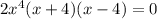 2 x^{4}(x+4)(x-4)=0
