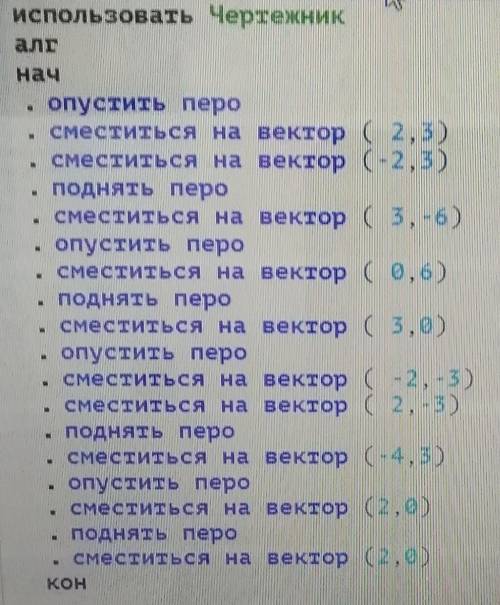 Используя команду сместиться на вектор начертить букву ж в программе кумир