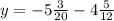 y=-5\frac{3}{20}-4\frac{5}{12}