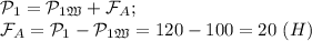 \mathcal P_1=\mathcal P_1_\mathfrak W+\mathcal F_A;\\
\mathcal F_A=\mathcal P_1-\mathcal P_1_\mathfrak W=120-100=20\ (H)