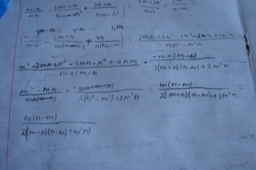 (m-n/mn - 3m+n/mn -m2 + 3n+n/mn-n2 ) / 2m+2n/mn + 2m/n-m