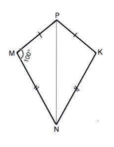 Учетырехугольника mnkp mn=nk, mp=pk, угол m=100 градусов. найти угол k