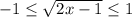 -1 \leq \sqrt{2x-1} \leq 1
