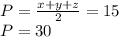 P=\frac{x+y+z}{2}=15\\
P=30