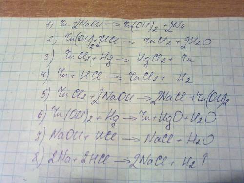 1. написать уравнение возможных реакций, из этих веществ и продуктов их реакций. zn, zno, hg, naoh,