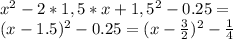 x^2-2*1,5*x+1,5^2-0.25=\\
(x-1.5)^2-0.25=(x-\frac{3}{2})^2-\frac{1}{4}