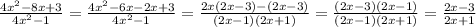 \frac{4 x^{2} -8x+3}{4 x^{2} -1} = \frac{4 x^{2} -6x-2x+3}{4 x^{2} -1} =
 \frac{2x(2 x -3)-(2x-3)}{(2 x -1)(2x+1)} = \frac{(2 x -3)(2x-1)}{(2 x -1)(2x+1)} = \frac{2 x -3}{2x+1}