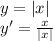 y=|x|\\
y'=\frac{x}{|x|}\\

