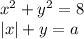x^2+y^2=8\\
|x|+y=a\\\\

