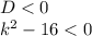 D<0\\
 k^2-16<0\\
