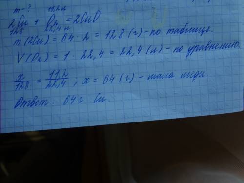 Решить . сколько граммов меди необходимо на взаимодействие с 11,2 литрами кислорода при н.у?