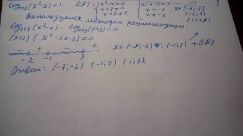 Решите неравенство log х+3 (x^2 – x)< 1