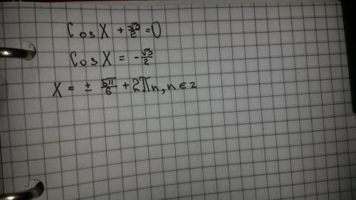 Уравнение: cosx+ корень из 3 /2 =0