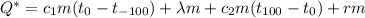 Q^*=c_1m(t_0-t_{-100})+\lambda m +c_2m(t_{100}-t_0)+rm