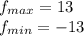 f_{max}=13\\
f_{min}=-13