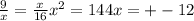 \frac{9}{x} = \frac{x}{16} x^{2 } =144
 x=+-12