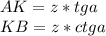 AK=z*tga\\ 
KB=z*ctga 
