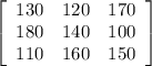 \left[\begin{array}{ccc}130 & 120&170 \\ 180&140&100\\ 110&160 &150\end{array}\right]