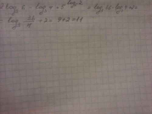 2log6(3)- log4(3)+5^log2(5) которое в скобках-это основание решить