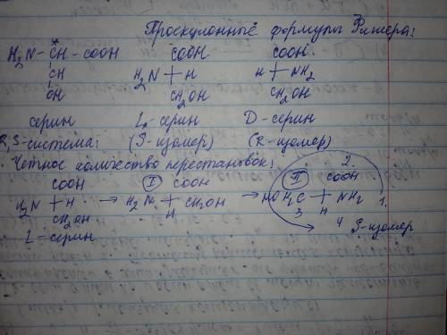 Напишите d, l-изомеры серина ( 2-амино-3-годроксипропановой кислоты ) с проекционных формул фишера.