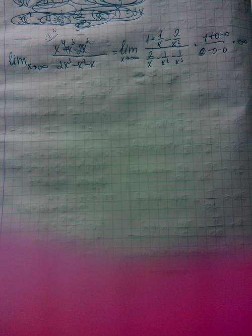 Lim x-> бесконечность (x^4+x^3-2x^2)/(2x^3-x^2-x)
