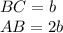 BC=b\\
AB=2b