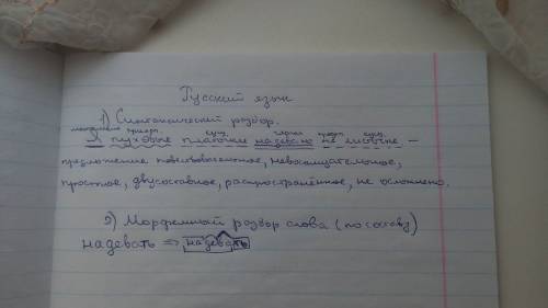 5класс я пуховые платочки надеваю на листочке.⁴(синтаксический разбор предложения) надевать²(морфемы