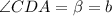 \angle CDA= \beta =b\\
