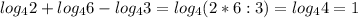 log_42+log_46-log_43=log_4(2*6:3)=log_44=1
