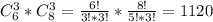 C_{6}^3*C_{8}^3 = \frac{6!}{3!*3!} * \frac{8!}{5!*3!} = 1120