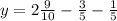 
y=2 \frac{9}{10}- \frac{3}{5}-\frac{1}{5}
