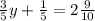 \frac{3}{5} y + \frac{1}{5} = 2 \frac{9}{10} 
