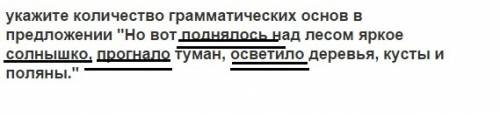 Укажите количество грамматических основ в предложении но вот поднялось над лесом яркое солнышко, пр