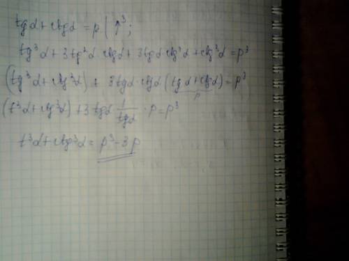 Выразите tg^3a+ctg^3a через р, если tga+ctga=p