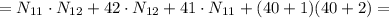 = N_{11} \cdot N_{12} + 42 \cdot N_{12} + 41 \cdot N_{11} + ( 40 + 1 ) ( 40 + 2 ) =