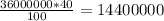 \frac{36000000*40}{100}=14400000 
