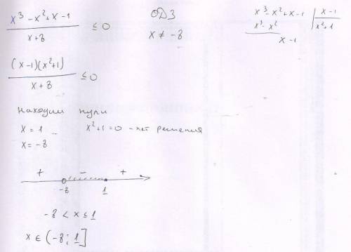 Решите неравенство x^3-x^2+x-1/x+8 меньше или равно 0