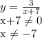 y= \frac{3}{x+7} 

x+7 \neq 0

x \neq -7