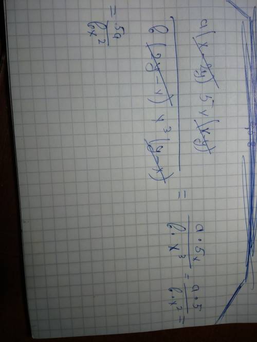 сократите дробь: α(x-2y) 5x(x-y) b(2y-x) x³(y-x)