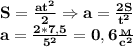 \bf S= \frac{at^2}{2}\Rightarrow a= \frac{2S}{t^2}\\
a= \frac{2*7,5}{5^2}=0,6 \frac{_M}{c^2}