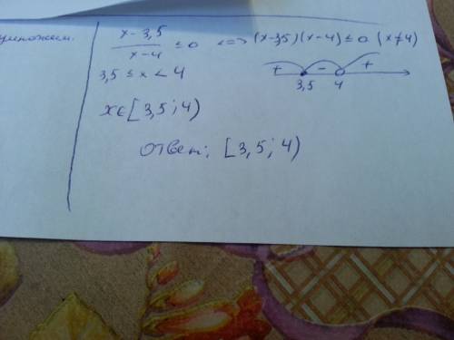 Решить неравенство: 2x-7 / 4-x ≥ 0 (это дробь)