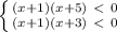 \left \{ (x+1)(x+5)\ \textless \ 0 \atop
(x+1)(x+3)\ \textless \ 0} \right.