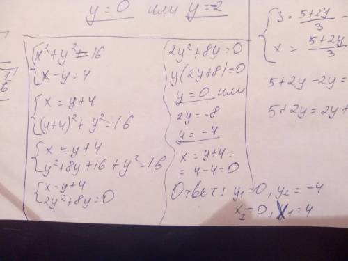 X^2+y^2=16 и x-y=4 решите систему уравнений сложения