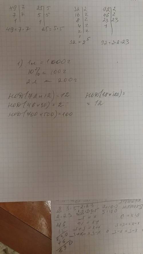 Найдите нод ( наибольший общий делитель ) чисел: б) 72 и 12 г) 46 и 30 е) 700 и 500 з) 18 и