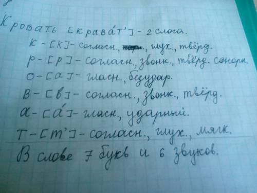 Сделайте фонетический рабор слову кровать