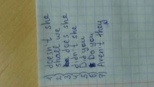 С. разделительные вопросы, нужно продолжить предложение: 1. joanna goes to the gym on friday, 2.let'