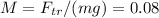 M=F _{tr} / (mg)=0.08