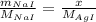 \frac{m_{NaI}}{M_{NaI}} = \frac{x}{M_{AgI}} 

