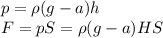 p = \rho(g-a)h\\
F = pS = \rho(g-a)HS